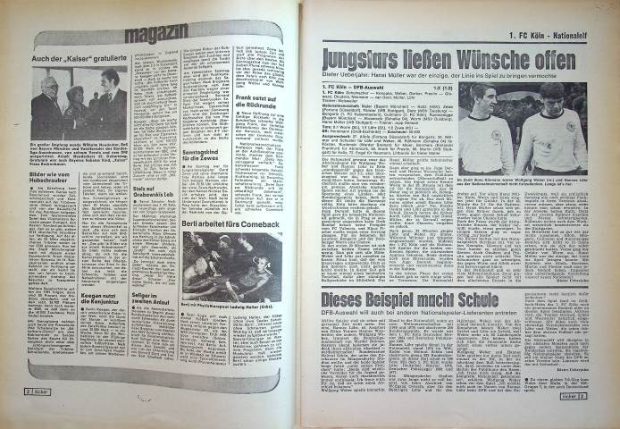Inhaltsverzeichnis Kicker 87/1978
