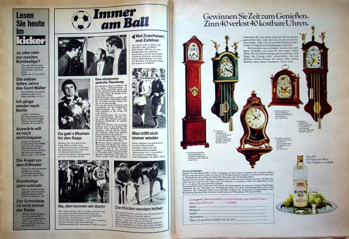 Inhaltsverzeichnis Kicker 88/1972