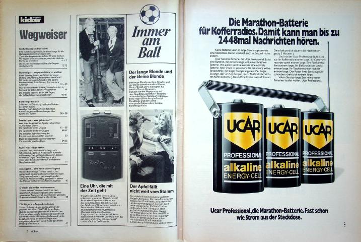 Inhaltsverzeichnis Kicker 88/1976