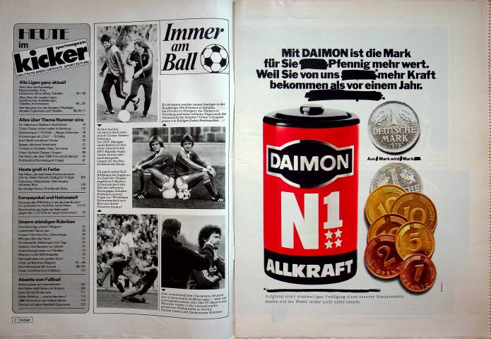 Inhaltsverzeichnis Kicker 88/1978