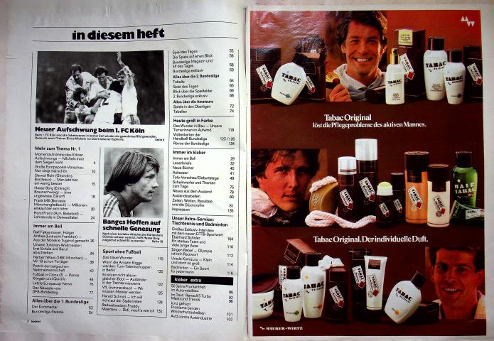Inhaltsverzeichnis Kicker 88/1981