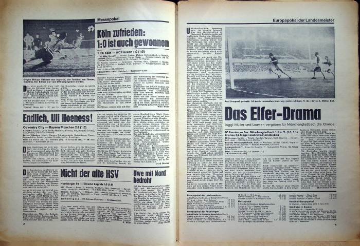 Inhaltsverzeichnis Kicker 89/1970