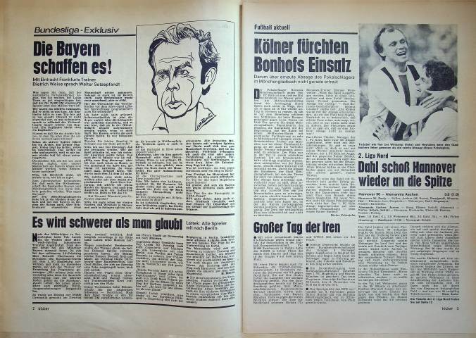 Inhaltsverzeichnis Kicker 89/1974