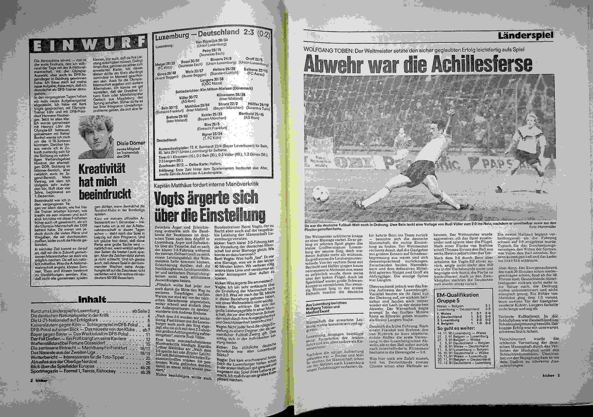 Inhaltsverzeichnis Kicker 89/1990