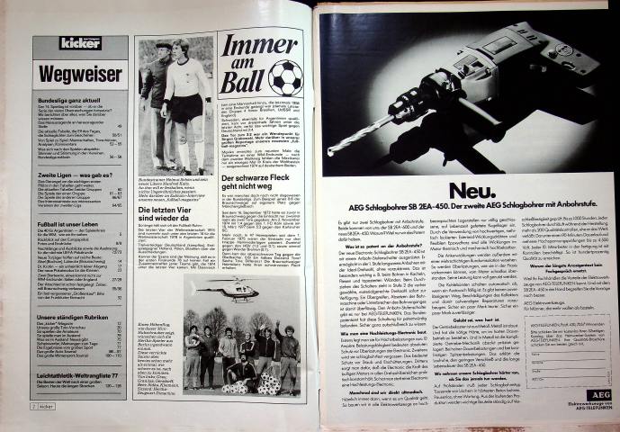 Inhaltsverzeichnis Kicker 90/1977