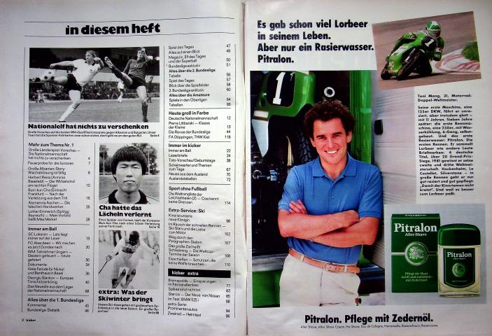 Inhaltsverzeichnis Kicker 90/1981
