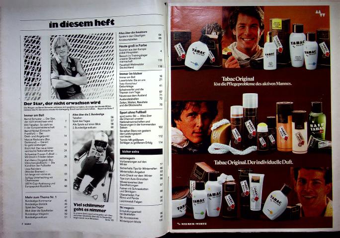 Inhaltsverzeichnis Kicker 90/1982