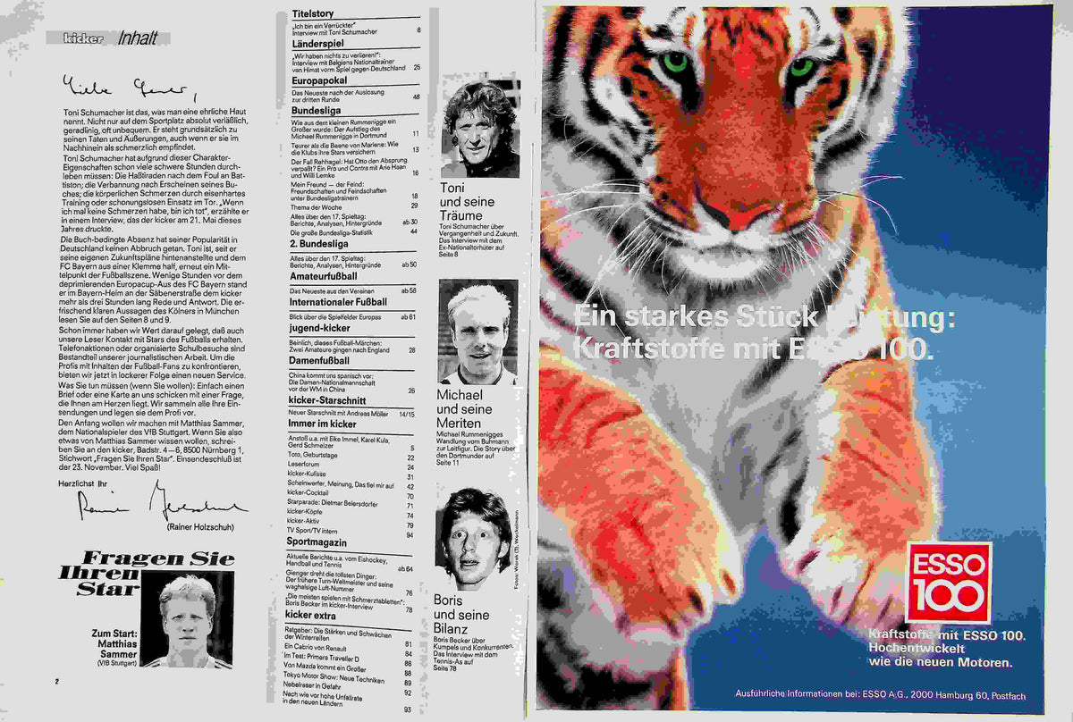 Inhaltsverzeichnis Kicker 90/1991