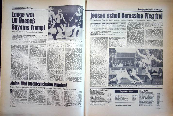 Inhaltsverzeichnis Kicker 91/1973