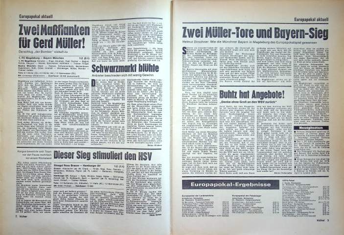 Inhaltsverzeichnis Kicker 91/1974