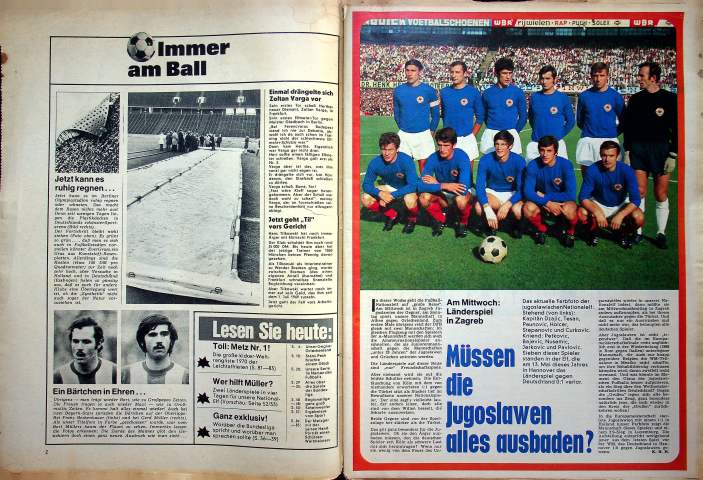 Inhaltsverzeichnis Kicker 92/1970