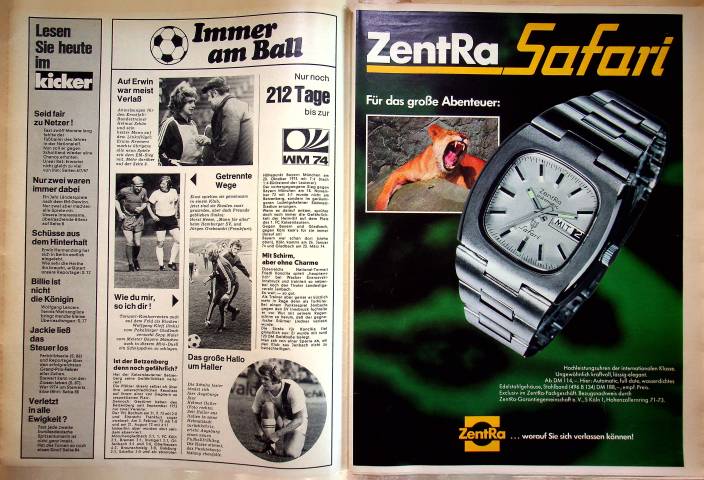Inhaltsverzeichnis Kicker 92/1973