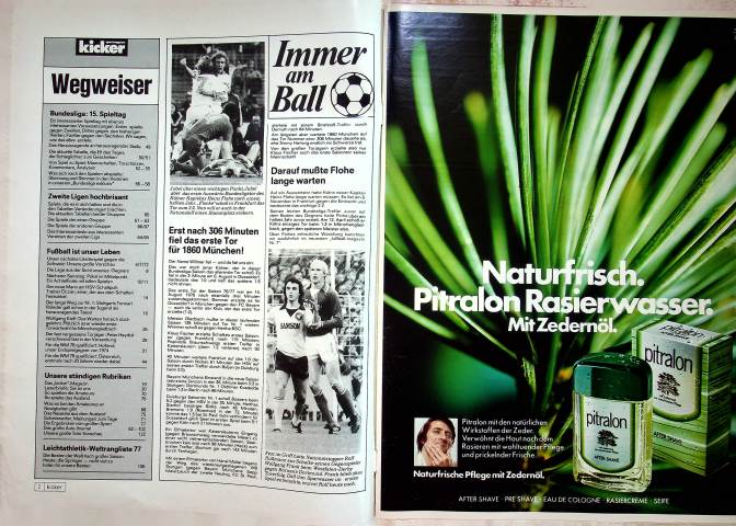 Inhaltsverzeichnis Kicker 92/1977