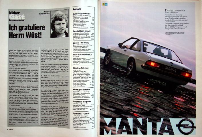 Inhaltsverzeichnis Kicker 92/1979