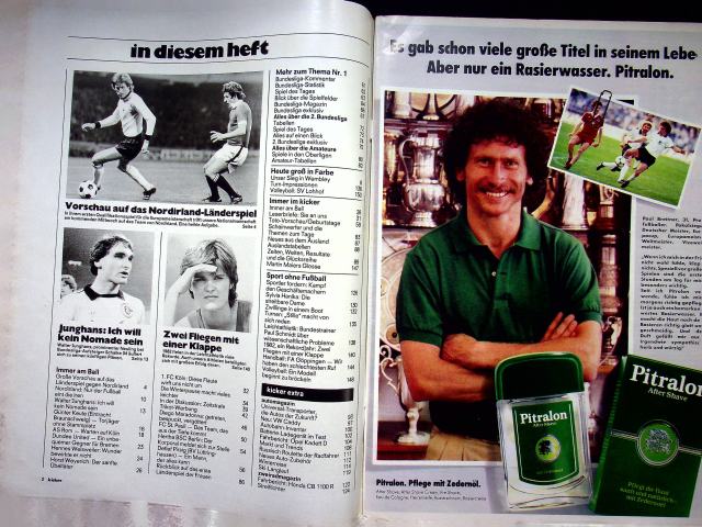 Inhaltsverzeichnis Kicker 92/1982