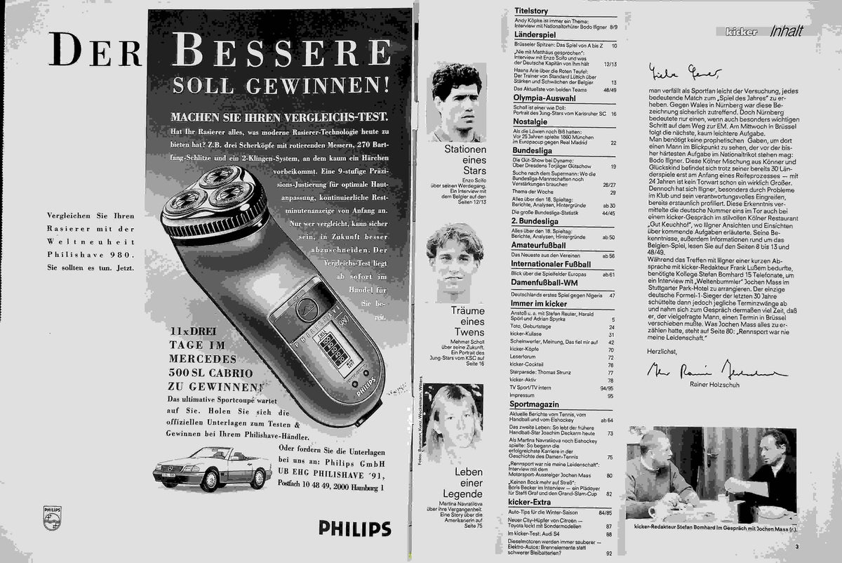 Inhaltsverzeichnis Kicker 92/1991