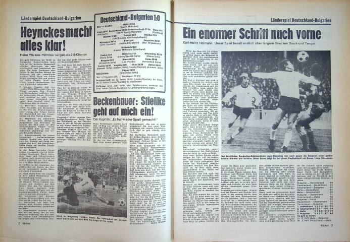 Inhaltsverzeichnis Kicker 93/1975
