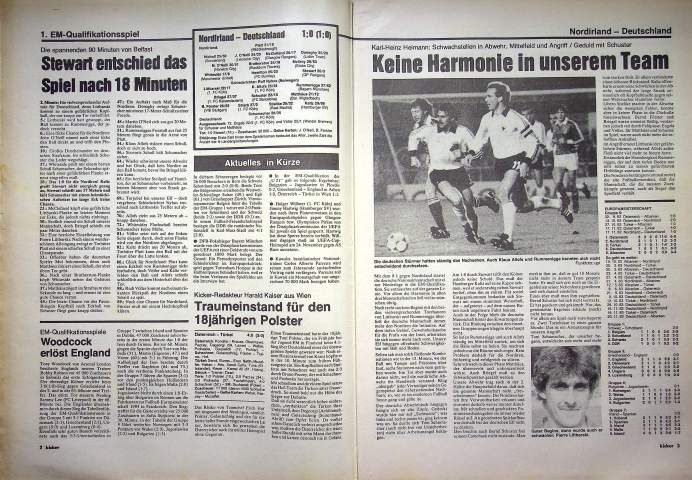 Inhaltsverzeichnis Kicker 93/1982