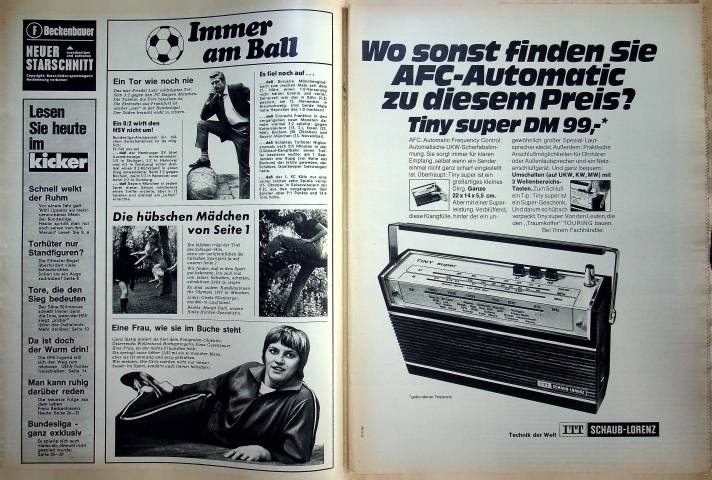 Inhaltsverzeichnis Kicker 94/1971