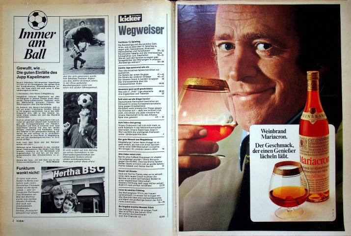 Inhaltsverzeichnis Kicker 94/1974