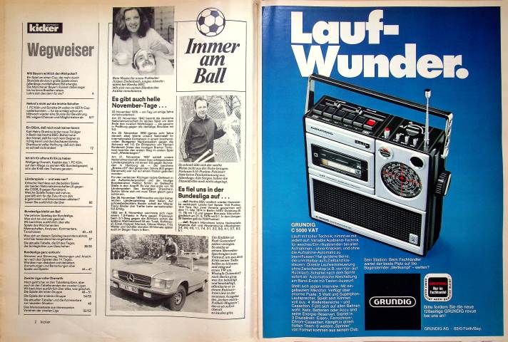 Inhaltsverzeichnis Kicker 94/1976