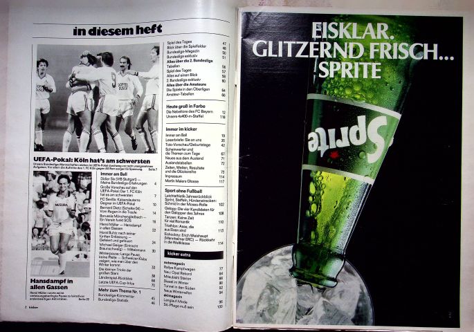Inhaltsverzeichnis Kicker 94/1982
