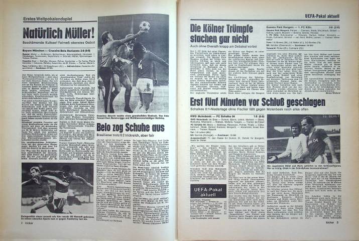 Inhaltsverzeichnis Kicker 95/1976