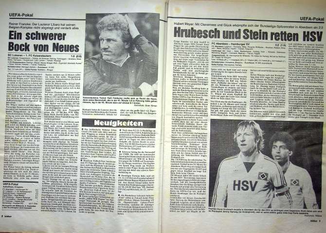Inhaltsverzeichnis Kicker 95/1981