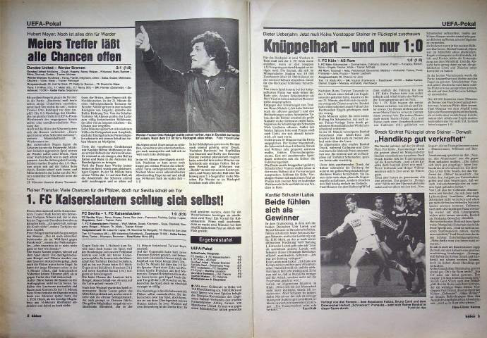 Inhaltsverzeichnis Kicker 95/1982