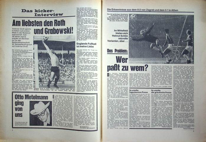 Inhaltsverzeichnis Kicker 96/1970