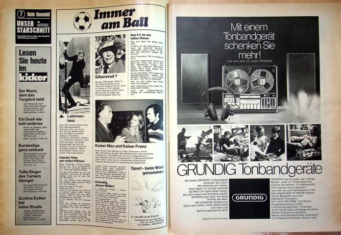 Inhaltsverzeichnis Kicker 96/1972
