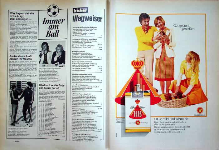 Inhaltsverzeichnis Kicker 96/1975