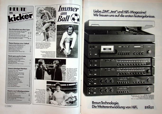 Inhaltsverzeichnis Kicker 96/1978
