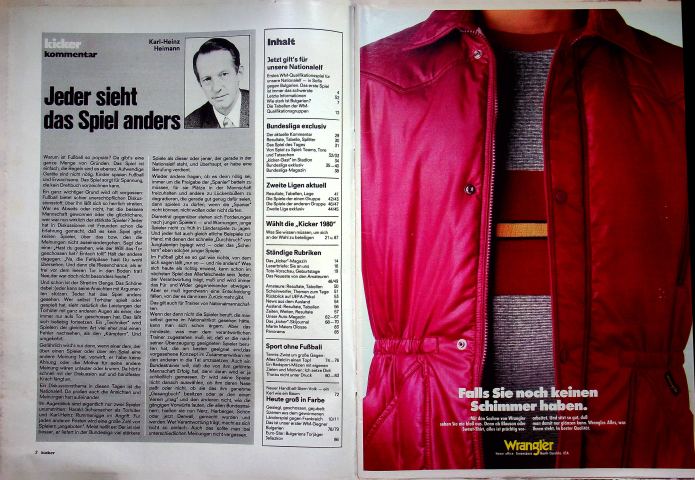 Inhaltsverzeichnis Kicker 96/1980