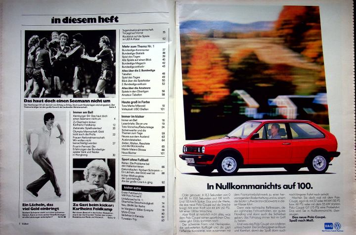Inhaltsverzeichnis Kicker 96/1982