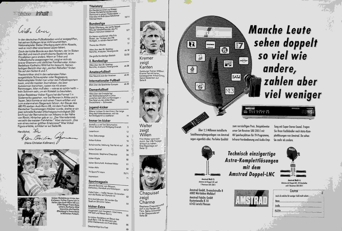 Inhaltsverzeichnis Kicker 96/1991