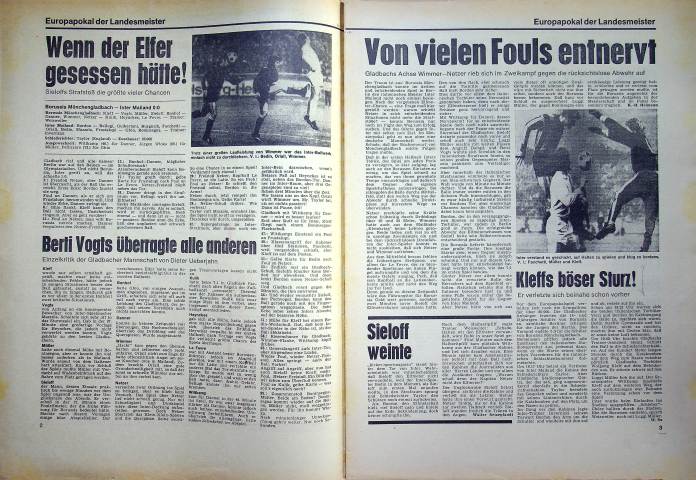 Inhaltsverzeichnis Kicker 97/1971