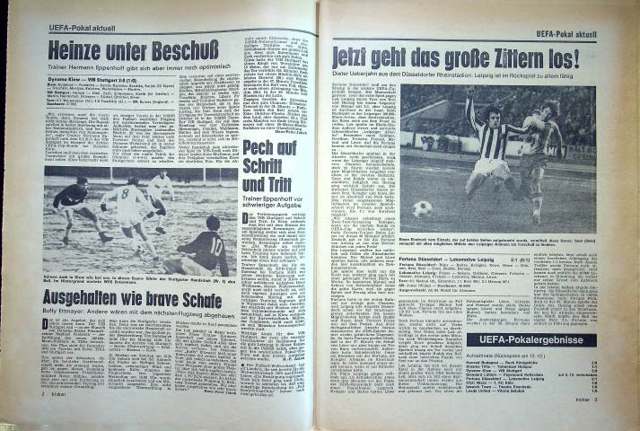 Inhaltsverzeichnis Kicker 97/1973