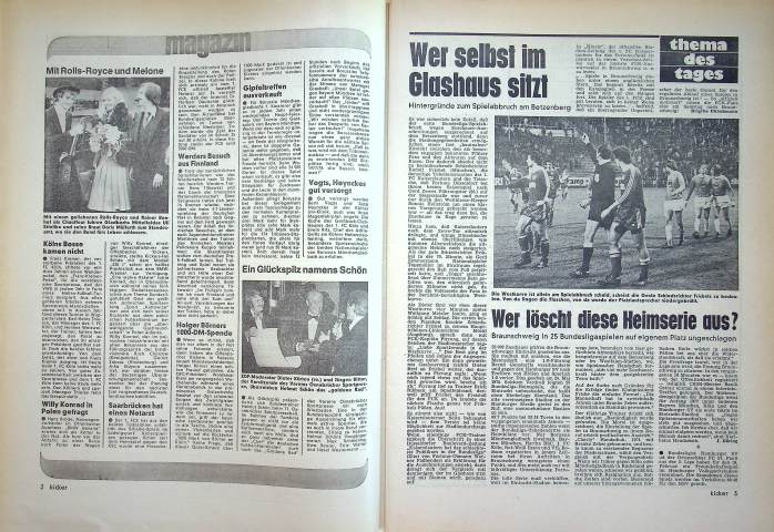 Inhaltsverzeichnis Kicker 97/1976