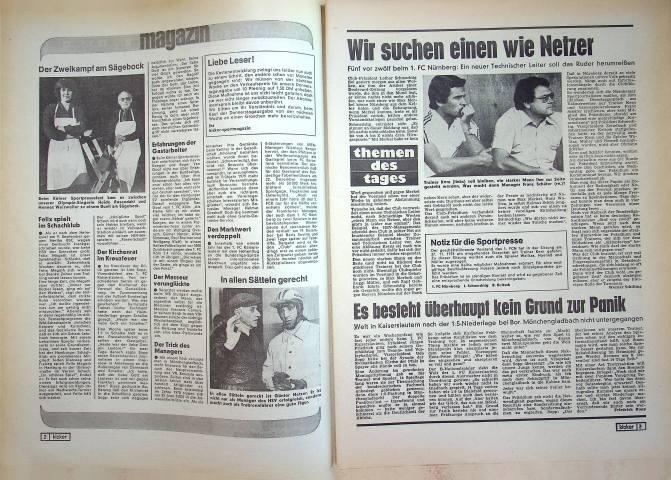 Inhaltsverzeichnis Kicker 97/1978