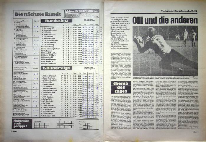 Inhaltsverzeichnis Kicker 97/1982