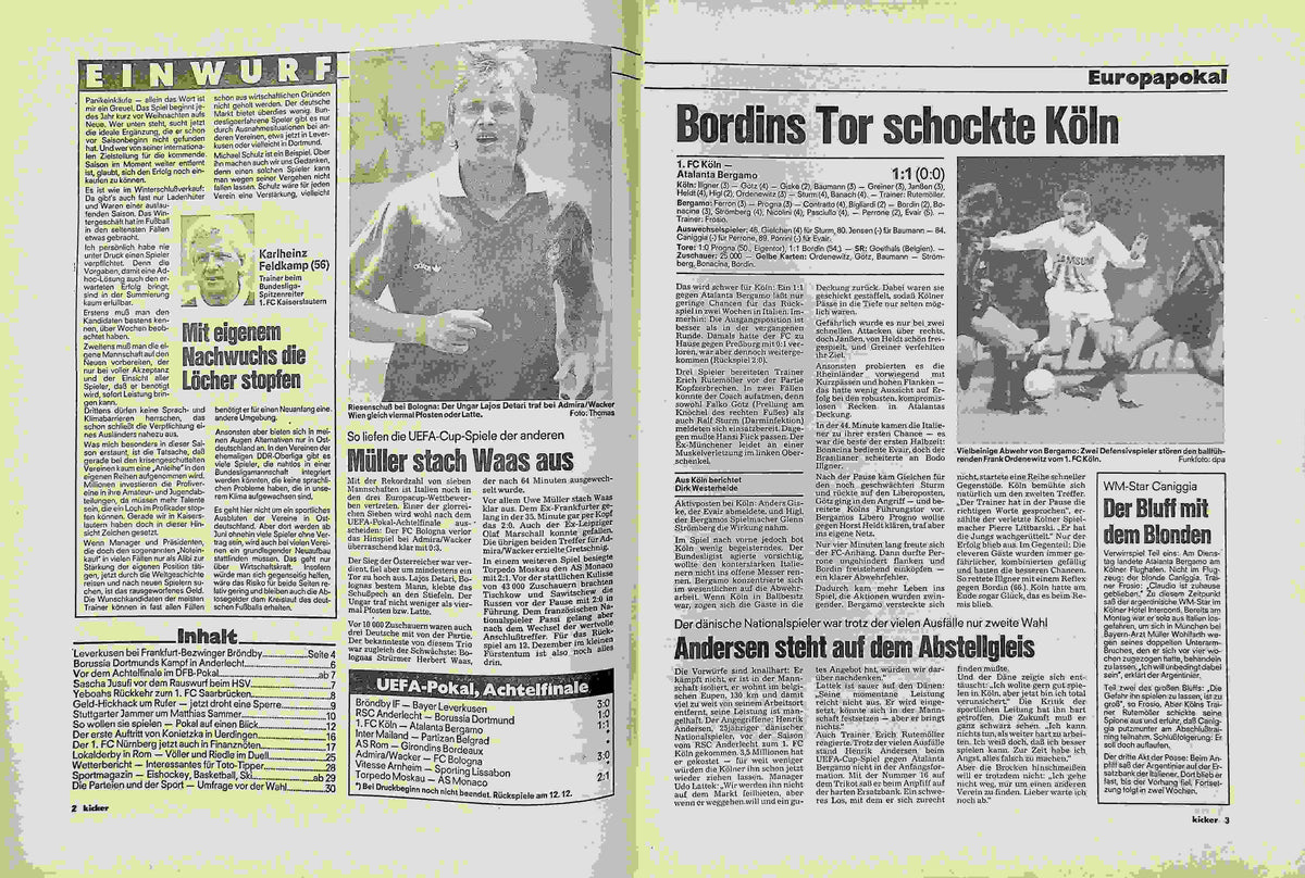 Inhaltsverzeichnis Kicker 97/1990