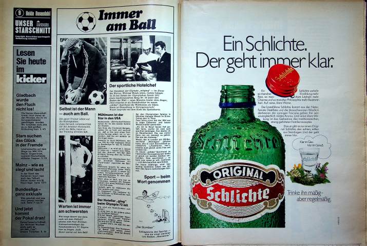 Inhaltsverzeichnis Kicker 98/1972