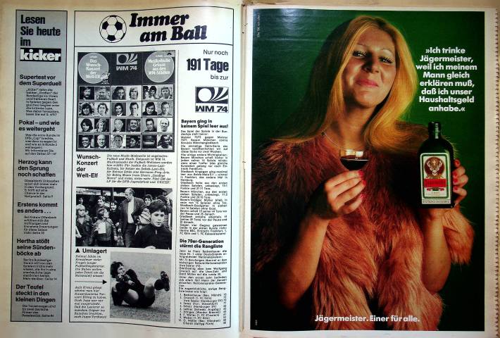 Inhaltsverzeichnis Kicker 98/1973