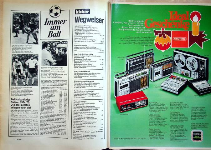 Inhaltsverzeichnis Kicker 98/1975