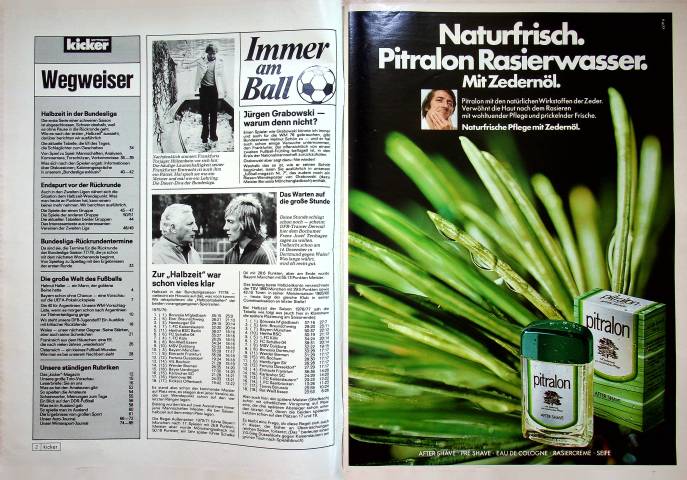 Inhaltsverzeichnis Kicker 98/1977