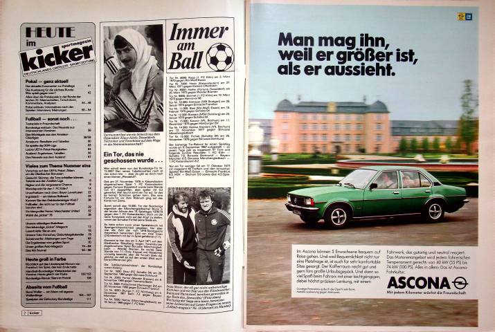 Inhaltsverzeichnis Kicker 98/1978