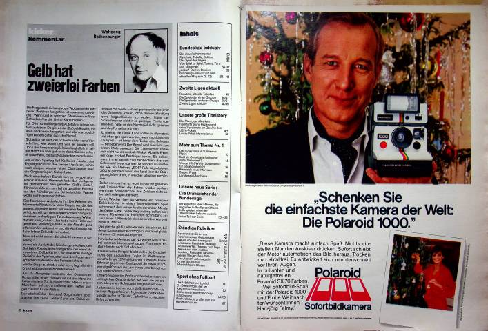 Inhaltsverzeichnis Kicker 98/1980