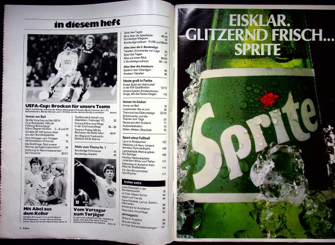 Inhaltsverzeichnis Kicker 98/1982