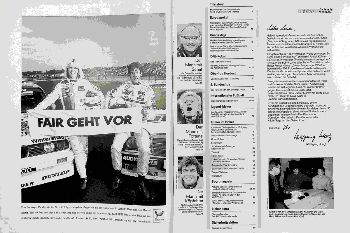 Inhaltsverzeichnis Kicker 98/1990